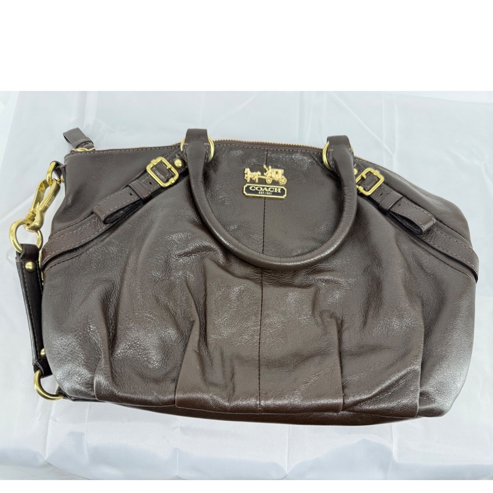 Y2K Coach Madison Sophia Satchel Dark Brown Leather Handbag 15960 Gold Hardware